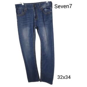 Seven7 Men's 32" Premium Denim Jeans Straight Leg Embroidered 32x34